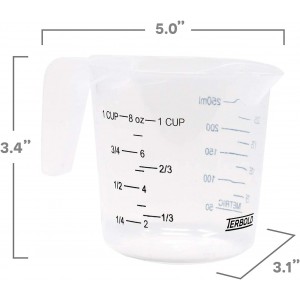 3pc Liquid Measuring Cups Set - 1 Cup, 2 Cup, 1 Quart | Clear Plastic Measure Cups with Long Handles