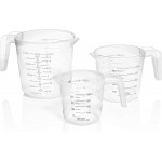 3pc Liquid Measuring Cups Set - 1 Cup, 2 Cup, 1 Quart | Clear Plastic Measure Cups with Long Handles