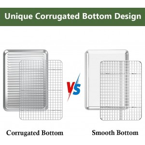 ROTTAY Baking Sheet with Rack Set (2 Pans + 2 Racks), Stainless Steel Cookie Sheet with Cooling Rack, Nonstick Baking Pan, Warp Resistant & Heavy Duty & Rust Free, Size 16 x 12 x 1 Inches