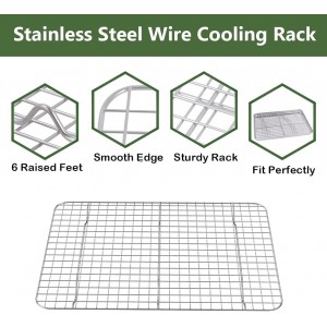 ROTTAY Baking Sheet with Rack Set (2 Pans + 2 Racks), Stainless Steel Cookie Sheet with Cooling Rack, Nonstick Baking Pan, Warp Resistant & Heavy Duty & Rust Free, Size 16 x 12 x 1 Inches