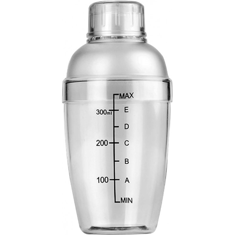 1Pc Plastic Cocktail Shaker with Scale and Strainer Top, Clear Plastic Cocktail Shaker Bottle Wine Mixer Bottle Cocktail Tea Measuring Jigger for Bar Party Home Use (350ml/12oz)