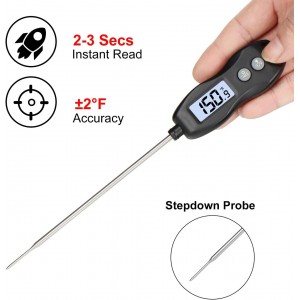 Digital Meat Thermometer Backlight,Waterproof Instant Read Food Thermometer for Cooking Grilling BBQ Baking Liquids Beef Turkey (Black)