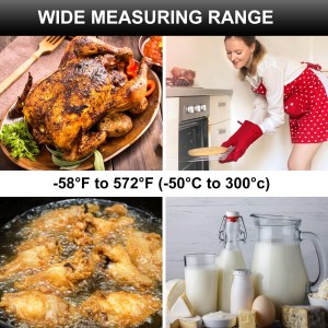 Digital Meat Thermometer Backlight,Waterproof Instant Read Food Thermometer for Cooking Grilling BBQ Baking Liquids Beef Turkey (Black)