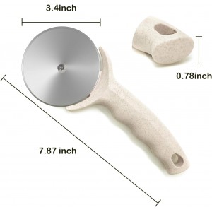 Pizza Cutter Wheel, Stainless Steel Pizza Cutter with Cover, Super Sharp Pizza Slicer-Dishwasher safe,Smooth Rotating Pizza Wheel Safe with Healthy Material（Beige）