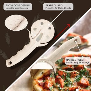 Pizza Cutter Wheel, Stainless Steel Pizza Cutter with Cover, Super Sharp Pizza Slicer-Dishwasher safe,Smooth Rotating Pizza Wheel Safe with Healthy Material（Beige）