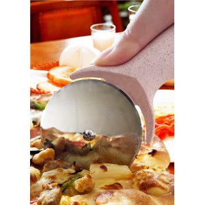 Pizza Cutter Wheel, Stainless Steel Pizza Cutter with Cover, Super Sharp Pizza Slicer-Dishwasher safe,Smooth Rotating Pizza Wheel Safe with Healthy Material（Beige）