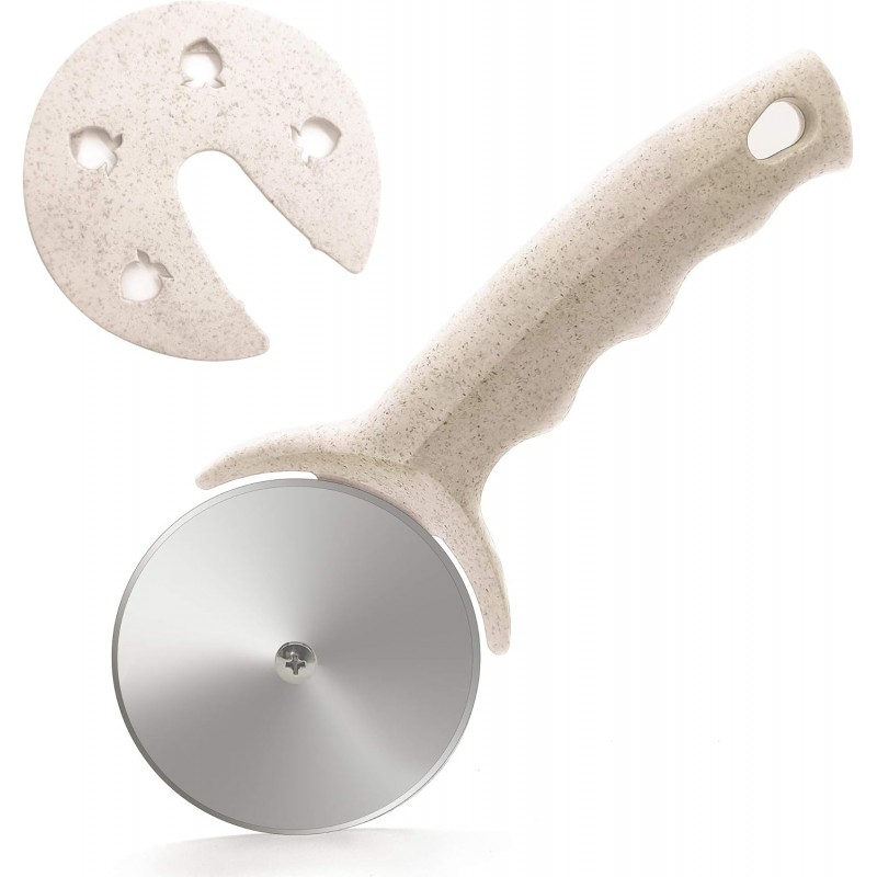 Pizza Cutter Wheel, Stainless Steel Pizza Cutter with Cover, Super Sharp Pizza Slicer-Dishwasher safe,Smooth Rotating Pizza Wheel Safe with Healthy Material（Beige）