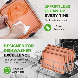 NutriChef 3 Piece Cookie Sheets for Baking - PFOA, PFOS, PTFE Free Nonstick Carbon Steel Bakeware Set - Home Kitchen Bake Pan Cookie Sheet Stackable Baking Sheet w/Black Silicone Handles NCSBS3S45