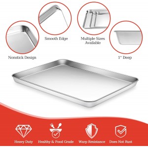 Baking Sheet with Silicone Baking Mat Set,CEKEE Stainless Steel Baking Sheet Pan Tray, Cookie Sheets for Baking, 6PCS Baking Supplies Bakeware Sets for Oven Making Cookies, Macaroons, Bread