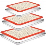 Baking Sheet with Silicone Baking Mat Set,CEKEE Stainless Steel Baking Sheet Pan Tray, Cookie Sheets for Baking, 6PCS Baking Supplies Bakeware Sets for Oven Making Cookies, Macaroons, Bread