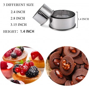 Cookie Cutters - Biscuit Cutters/Stainless Steel Dumpling Cutters/Cake Pastry Cutters/Cake Cookie Scone Cutters Molds stamps for Cooking Baking (3Pcs, Round Edge)
