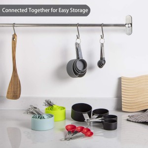 Measuring Cups and Spoons Set of Huygens Kitchen Gadgets 10 Pieces, Stackable Stainless Steel Handle Measuring Cups for Measuring Dry and Liquid Ingredient (Gray)