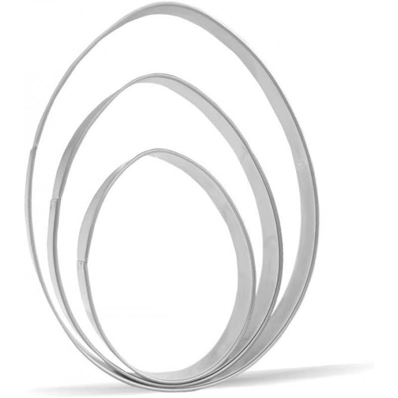 Large Egg Cookie Cutter Set - 5”,4”,3” - 3 Piece - Stainless Steel