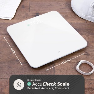 Greater Goods AccuCheck Digital Scale for Body Weight - Accurate Digital Bathroom Scale with High-Precision Sensors, Large Easy-to-Read Backlit Display, 400 lb Capacity, Auto Step-On (White)