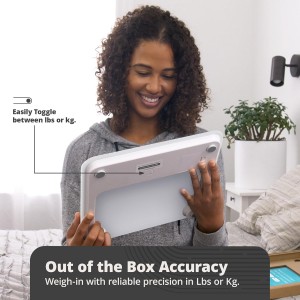 Greater Goods AccuCheck Digital Scale for Body Weight - Accurate Digital Bathroom Scale with High-Precision Sensors, Large Easy-to-Read Backlit Display, 400 lb Capacity, Auto Step-On (White)