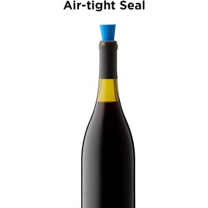 Rabbit Wine and Beverage Bottle Stoppers with Grip Top (Blue, Set of 2)