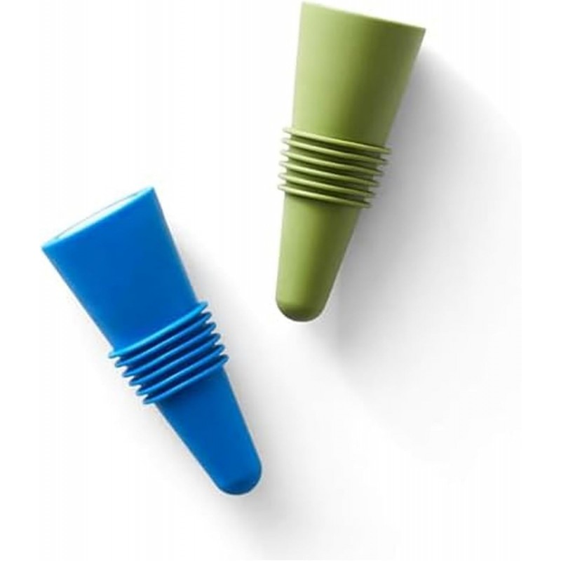 Rabbit Wine and Beverage Bottle Stoppers with Grip Top (Blue, Set of 2)