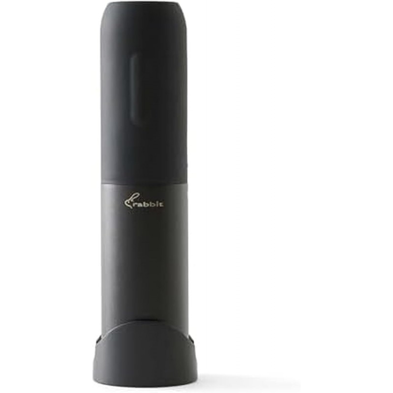 Rabbit Electric Corkscrew Wine Opener - Push Button Automatic Bottle Opener, Compact Design, Opens Bottles Quietly, Stores Vertically or Horizontally, Black