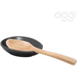 OGGI Spooner Ceramic Spoon Rest- Spoon Rest for Stove Top, Spoon Holder for Countertop, Kitchen Decor for Counter, Coffee Bar Accessories, Gray
