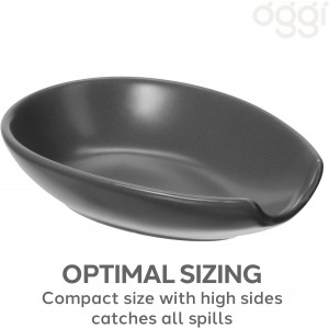 OGGI Spooner Ceramic Spoon Rest- Spoon Rest for Stove Top, Spoon Holder for Countertop, Kitchen Decor for Counter, Coffee Bar Accessories, Gray