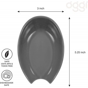 OGGI Spooner Ceramic Spoon Rest- Spoon Rest for Stove Top, Spoon Holder for Countertop, Kitchen Decor for Counter, Coffee Bar Accessories, Gray