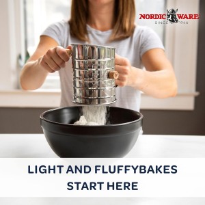 Nordic Ware Flour Sifter, 3-Cup Stainless Steel Flour Sifter, Rotary Design, Baking Accessories For Sifting Dry Ingredients & Powdered Sugar