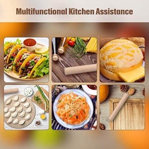 Patelai 3 Pieces Small Wooden Rolling Pin, Dumpling Dough Roller Wooden Mini Rolling Pins Kitchen Utensil Tool for Fondant, Pasta, Bread, Pastry, Cookies, Pizza, Pie, Cylinder Style, 6.3 Inch