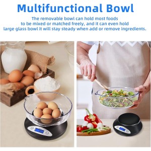 THINKSCALE Digital Kitchen Scale, Highly Accurate 5000g/11lb x 0.1oz, Food Scale for Cooking, Baking and Weight Loss, Kitchen Scale with Bowl 2 Modes and Tare Features, Back-lit LCD Display