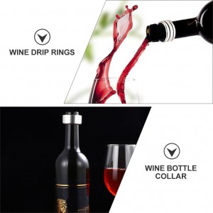 12pcs Stainless Steel Wine Bottle Collars: Classy Wine Collar Drip Rings, Simple Wine Stopper with Velvet Felt, Small Handy Gadgets for Kitchen and Bar