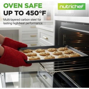 NutriChef 2-Piece XL Mega Cookie Sheet Baking Pans Set - 22