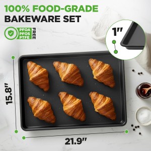 NutriChef 2-Piece XL Mega Cookie Sheet Baking Pans Set - 22