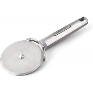 Farberware Professional Stainless Steel Soft Handle Comfort Grip Pizza Wheel for Cutting Pizza, Desserts and More, Dishwasher Safe, Hanging Hole for Easy Storage, 8.5-Inch, Gray