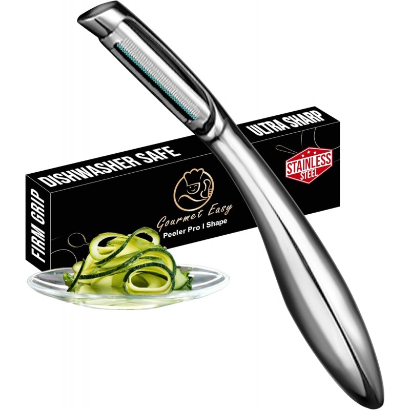 Vegetable Peeler, Premium Stainless Steel Potato Peeler, High Tensile Ultra Sharp Blade Fruit and Food Slicer, I Shaped with Ergonomic Non-Slip Handle, Dishwasher Safe with 5 Years Warranty