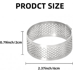 10 Pcs 2.37 Inch 304Stainless Steel Tart Ring, Heat-Resistant Perforated Cake Mousse Ring, Round Ring Baking doughnut tools (6cm)