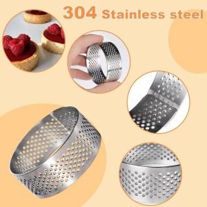 10 Pcs 2.37 Inch 304Stainless Steel Tart Ring, Heat-Resistant Perforated Cake Mousse Ring, Round Ring Baking doughnut tools (6cm)