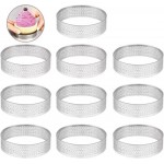 10 Pcs 2.37 Inch 304Stainless Steel Tart Ring, Heat-Resistant Perforated Cake Mousse Ring, Round Ring Baking doughnut tools (6cm)
