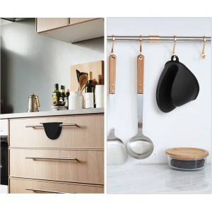 Vaincre 4PCS Silicone Oven Mitts Heat Resistant, Silicone Potholders for Kitchen, Mini Rubber Oven Glove Kitchen Mittens, Cute Cooking Mitts (Black and Black)