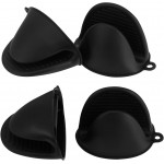 Vaincre 4PCS Silicone Oven Mitts Heat Resistant, Silicone Potholders for Kitchen, Mini Rubber Oven Glove Kitchen Mittens, Cute Cooking Mitts (Black and Black)