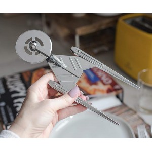 Star Trek Discovery Crossfield Starship Metal Pizza Cutter Wheel | Premium Houseware, Stainless Steel Kitchen Utensil | Easy To Cut And Clean | 9 Inches Long