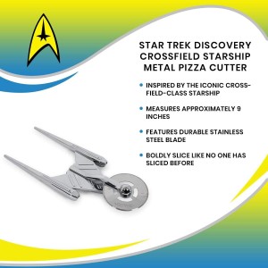 Star Trek Discovery Crossfield Starship Metal Pizza Cutter Wheel | Premium Houseware, Stainless Steel Kitchen Utensil | Easy To Cut And Clean | 9 Inches Long
