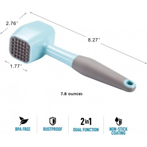 Meat Tenderizer Hammer Mallet With Comfort Grip Rubber Handle, Dual-Sided Meat Pounder For Tenderizing Steak, Beef, Chicken, Lamb, Vegetable, Minced Meat And Hard Candy, Easy To Clean