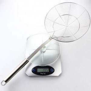 YFWOOD 7.9 Inch Spider Strainer Skimmer, Reinforced Double Coil Wire Skimmer with Large Handle Solid Stainless Steel Strainer Ladle for Cooking and Frying (1 - Piece)