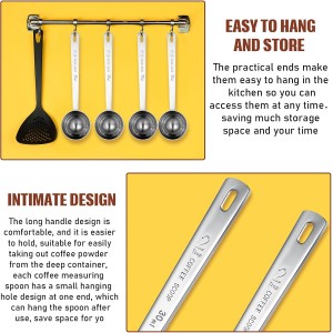 Geiserailie 4 Pcs 2 Tablespoon Scoops with Long Handle, 30 ml Stainless Steel Measuring Spoon for Coffee Milk Fruit Powder, Loose Tea Dry, Spice Jar, Cooking Baking, and Other Dry Goods