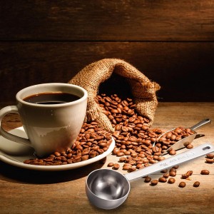 Geiserailie 4 Pcs 2 Tablespoon Scoops with Long Handle, 30 ml Stainless Steel Measuring Spoon for Coffee Milk Fruit Powder, Loose Tea Dry, Spice Jar, Cooking Baking, and Other Dry Goods