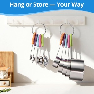 Measuring Cups and Spoons Set Stainless Steel 10 Piece for Cooking and Baking (5 Cups + 5 Spoons, Colorful Handles)