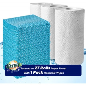 SCRUBIT Reusable Cleaning Wipes, Handy Wipes for Kitchen and Office - Dish Cloths for Washing Dishes - Multi Purpose Disposable Cleaning Towels (12 x 20 in) 72 Pack (Blue)