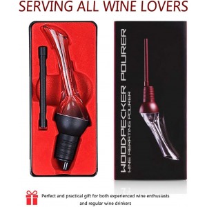 Wine Aerator Pourer Woodpecker Pourer Aerating Non Drip Spout Wine Accessory with Case