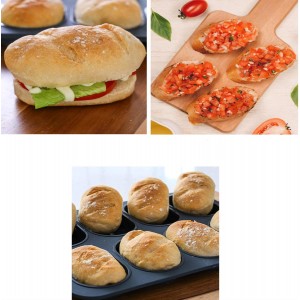 French Bread Tray for Baking, Non-Stick Baguette Mold, Mini Cake Pan, Baguette Loaf Pan for DIY Breadsticks, Brownies, Bread Rolls with Crispy Crusts, Grey