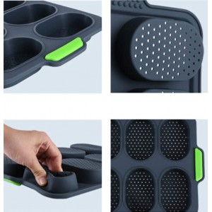 French Bread Tray for Baking, Non-Stick Baguette Mold, Mini Cake Pan, Baguette Loaf Pan for DIY Breadsticks, Brownies, Bread Rolls with Crispy Crusts, Grey