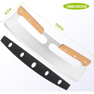 Pizza Cutter Rocker with Wooden Handles & Protective Cover by Zocy, 14